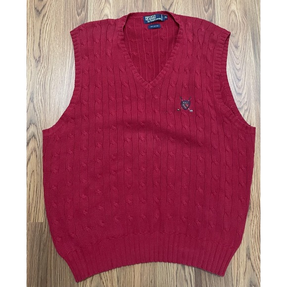 Polo Ralph Lauren Other - Polo Ralph Lauren Sweater Vest Mens XL Cable Knit Golf Crest V Neck